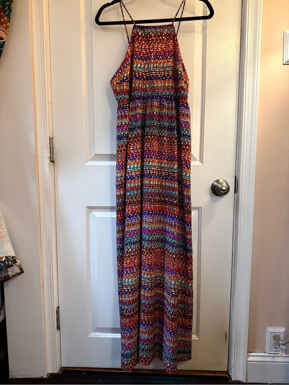 CeCe Multicolor Geometric Halter Maxi Dress Maximalist Vacation Modern